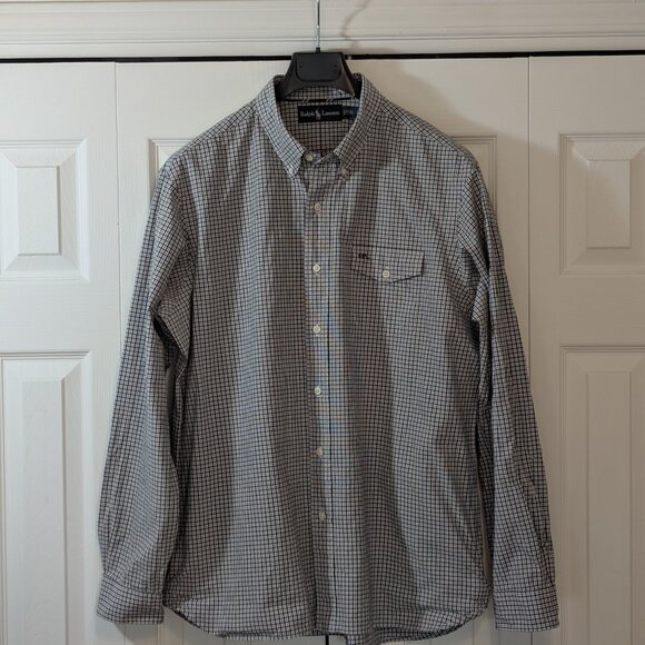 Vintage Ralph Lauren Black and White Check Shirt Button Down Men's - Size XL - Picture 2 of 15